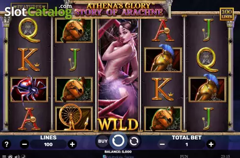 Game screen. Athena's Glory - Story of Arachne slot