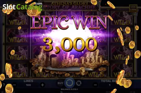 Epic Win screen. Athena's Glory - Story of Arachne slot