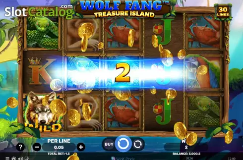 Win screen. Wolf Fang - Treasure Island slot
