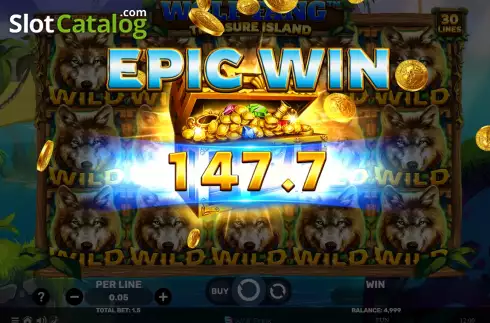 Epic Win screen. Wolf Fang - Treasure Island slot