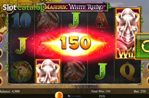 Win screen. Majestic White Rhino slot