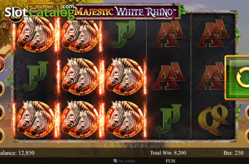 Win screen 2. Majestic White Rhino slot