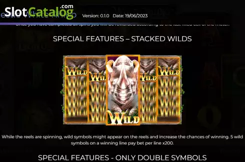 Stacked Wilds screen.. Majestic White Rhino slot