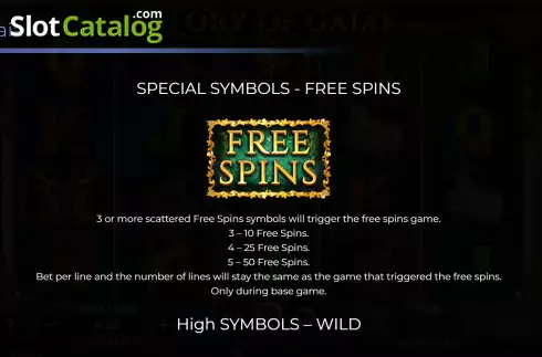 Game Features screen. Story of Gaia slot