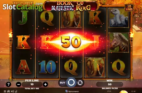 Win screen. Book of Majestic King slot