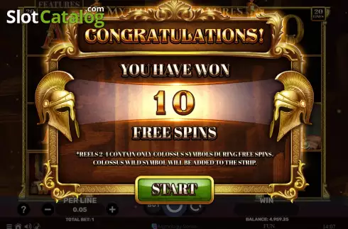 Free Spins screen. Mythical Creatures Of Greece slot