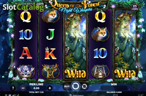 Game screen. Queen of the Forest - Night Whispers slot