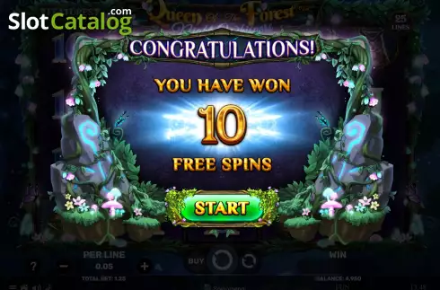 Free Spins screen. Queen of the Forest - Night Whispers slot