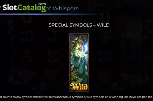 Game Features screen. Queen of the Forest - Night Whispers slot