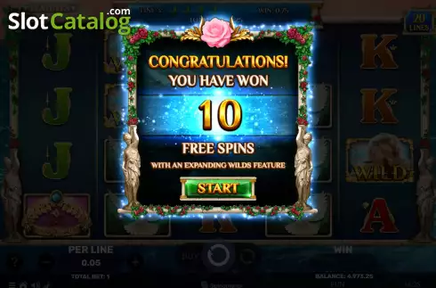 Free Spins  screen. Story of Love - Aphrodite's Spell slot