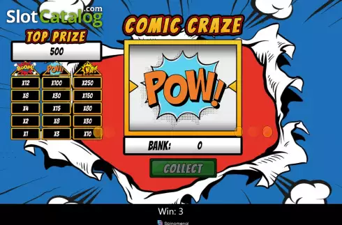 Win screen. Comic Craze slot