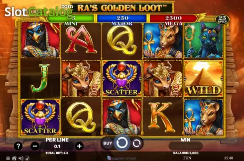 Reels screen. Ra's Golden Loot slot