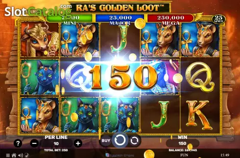 Win screen. Ra's Golden Loot slot