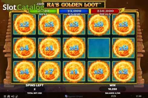 Bonus Game screen. Ra's Golden Loot slot