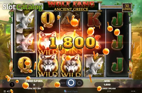 Win screen. Wolf Fang - Ancient Greece slot