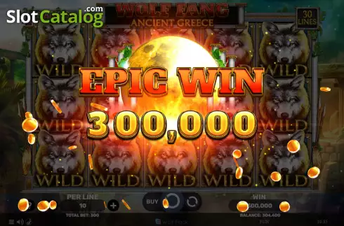 Epic Win screen. Wolf Fang - Ancient Greece slot