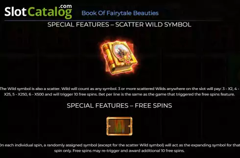 Special symbols screen. Book of Fairytale Beauties slot