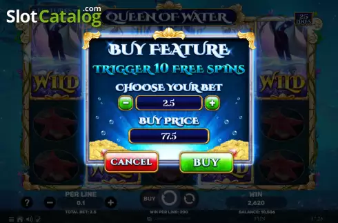 Buy feature screen. Queen of Water slot