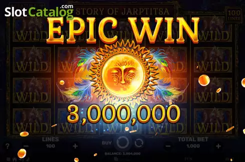 Epic Win screen. Story of Jarptitsa slot