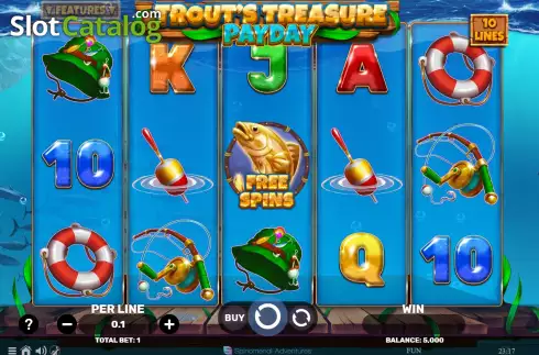 Game screen. Trout's Treasure - Payday slot