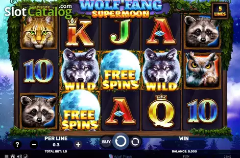 Game screen. Wolf Fang - Supermoon slot