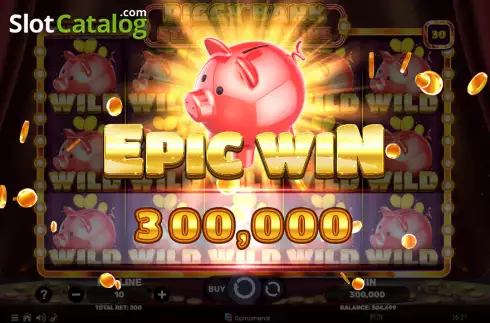 Big Win screen. Piggy Bank Stacked Fortune slot