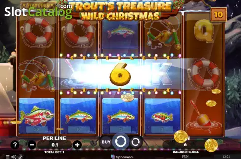 Win screen. Trout's Treasure - Wild Christmas slot