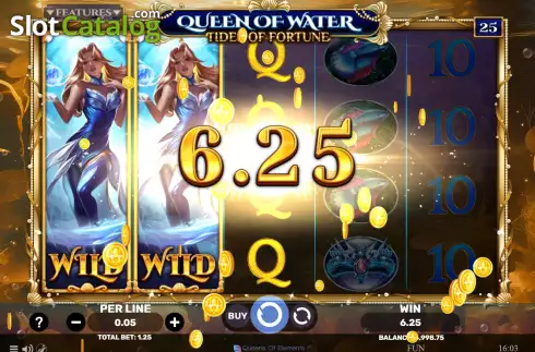 Win screen. Queen of Water - Tides of Fortune slot