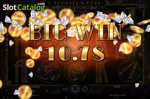 Win screen. Gangster's Gold - Royal Riches slot