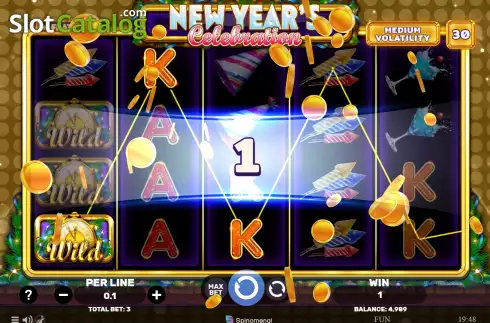 Win screen. New Year's Celebration slot