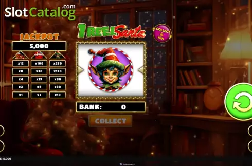 Game screen. 1 Reel Santa slot