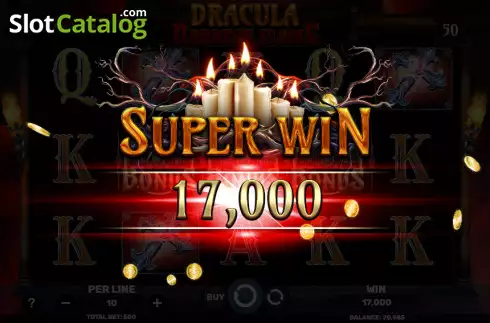 Big Win screen. Dracula - Darkest Flame slot