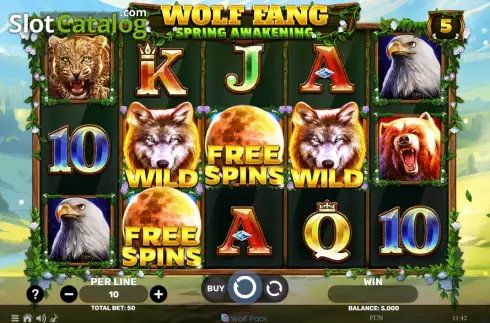 Reels screen. Wolf Fang - Spring Awakening slot