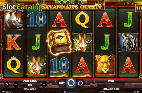 Game screen. Book of Savannah's Queen slot