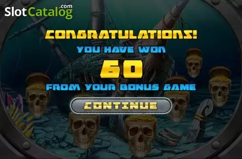 Bonus Game Win Presentation screen. Hunting Treasures slot