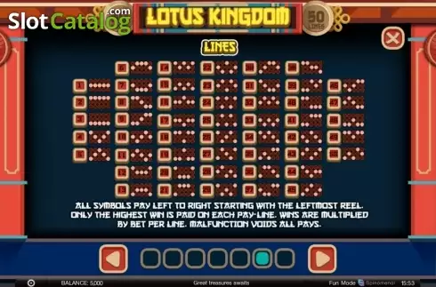 Paylines. Lotus Kingdom slot