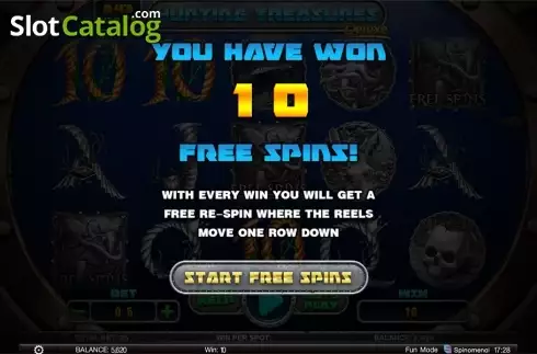 Free spins intro screen. Hunting Treasures Deluxe slot
