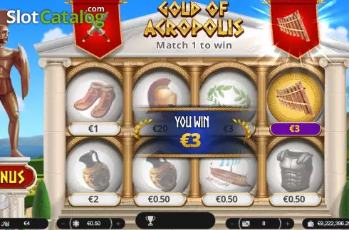 Win screen. Gold of Acropolis slot