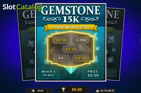Win screen. Gemstone 15k slot