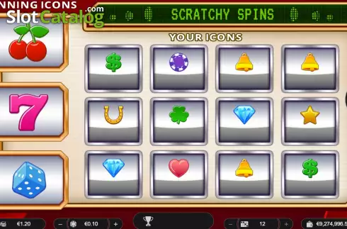 Game screen. Scratchy Spins slot