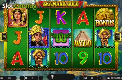 Game screen. Shaman's Gold slot