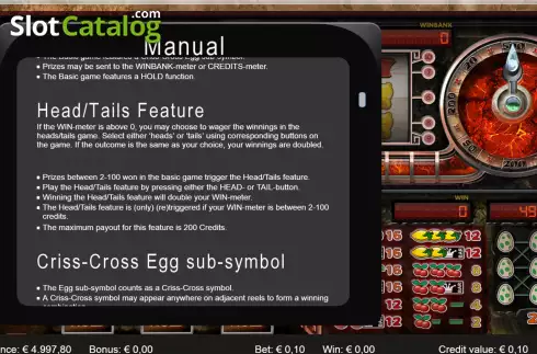 Head-Tails feature screen. Jurassic Classic slot