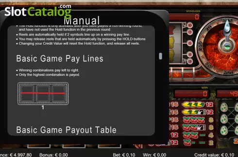 Paylines rules screen. Jurassic Classic slot