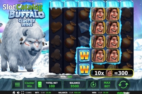 Win Screen. White Buffalo Cluster Wins slot