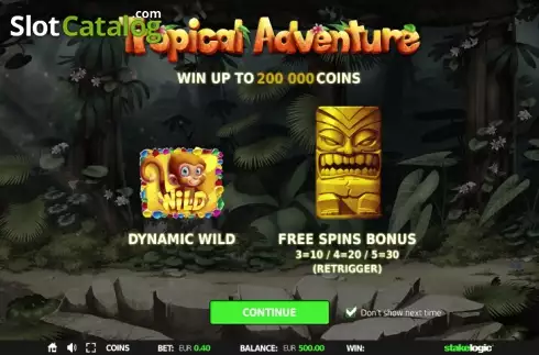 Skärm 1. Tropical Adventure slot