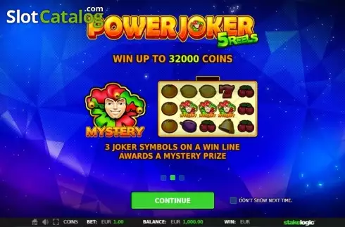 Intro Game screen 2. Power Joker 5 Reels (Classic Joker) slot
