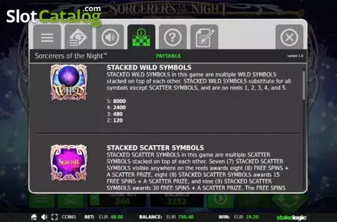 Bildschirm9. Sorcerers of the Night slot