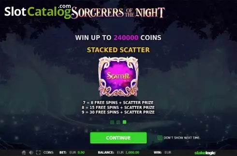 Intro Game screen 3. Sorcerers of the Night slot