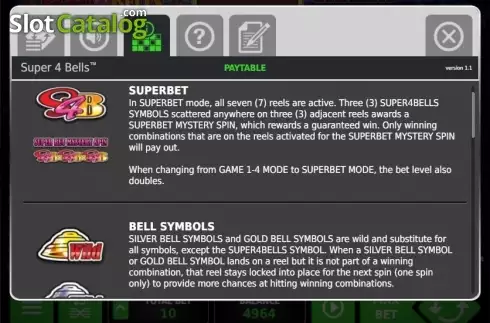 Bildschirm5. Super 4 Bells slot