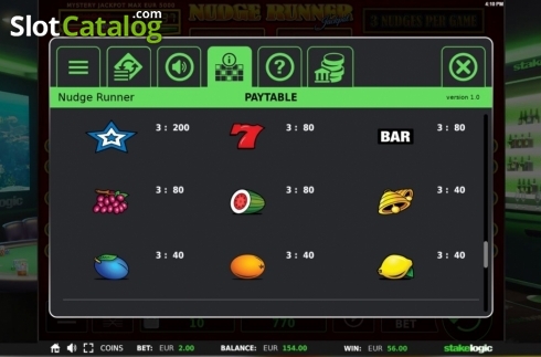 Paytable 3. Nudge Runner slot